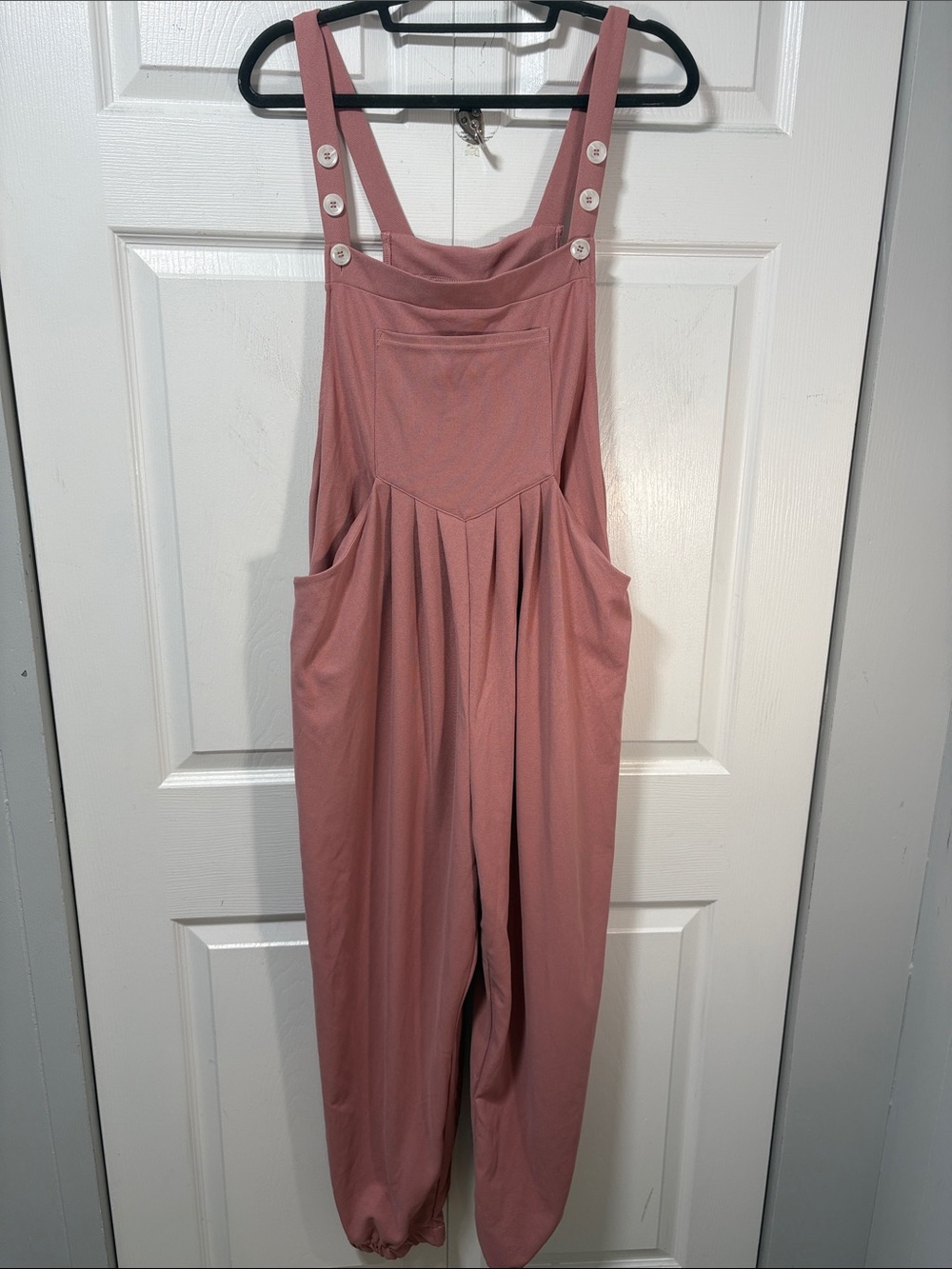 NWT Halara Dusty Rose Relaxed Overall Jumpsuit Button Strap Pockets - Picture 2 of 9